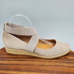 Corso Como Flats Women's 10 M Gray Leather Bellah Espadrille Wedge Comfort Shoes
